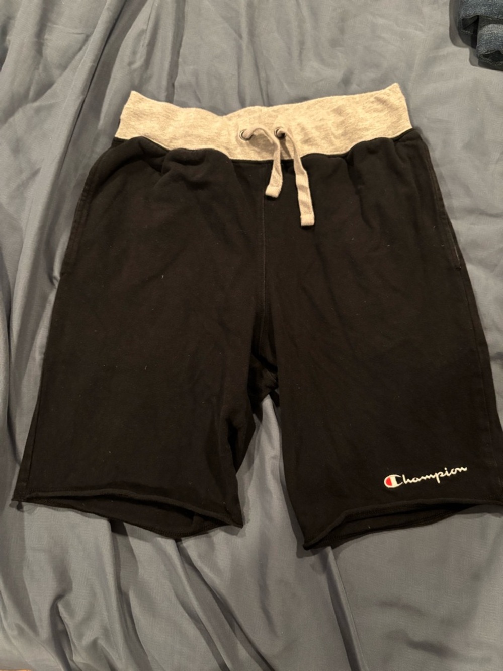 Champion Black Athletic Shorts with Cream Waistband